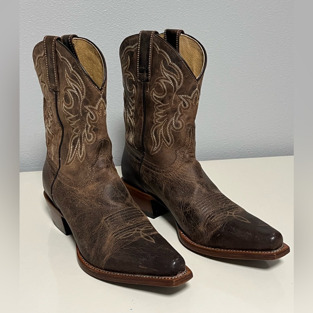 Shyanne Womens Sz 8.5M Western Cowgirl Cowboy Boots Snip Toe Brown Leather - Picture 4 of 16